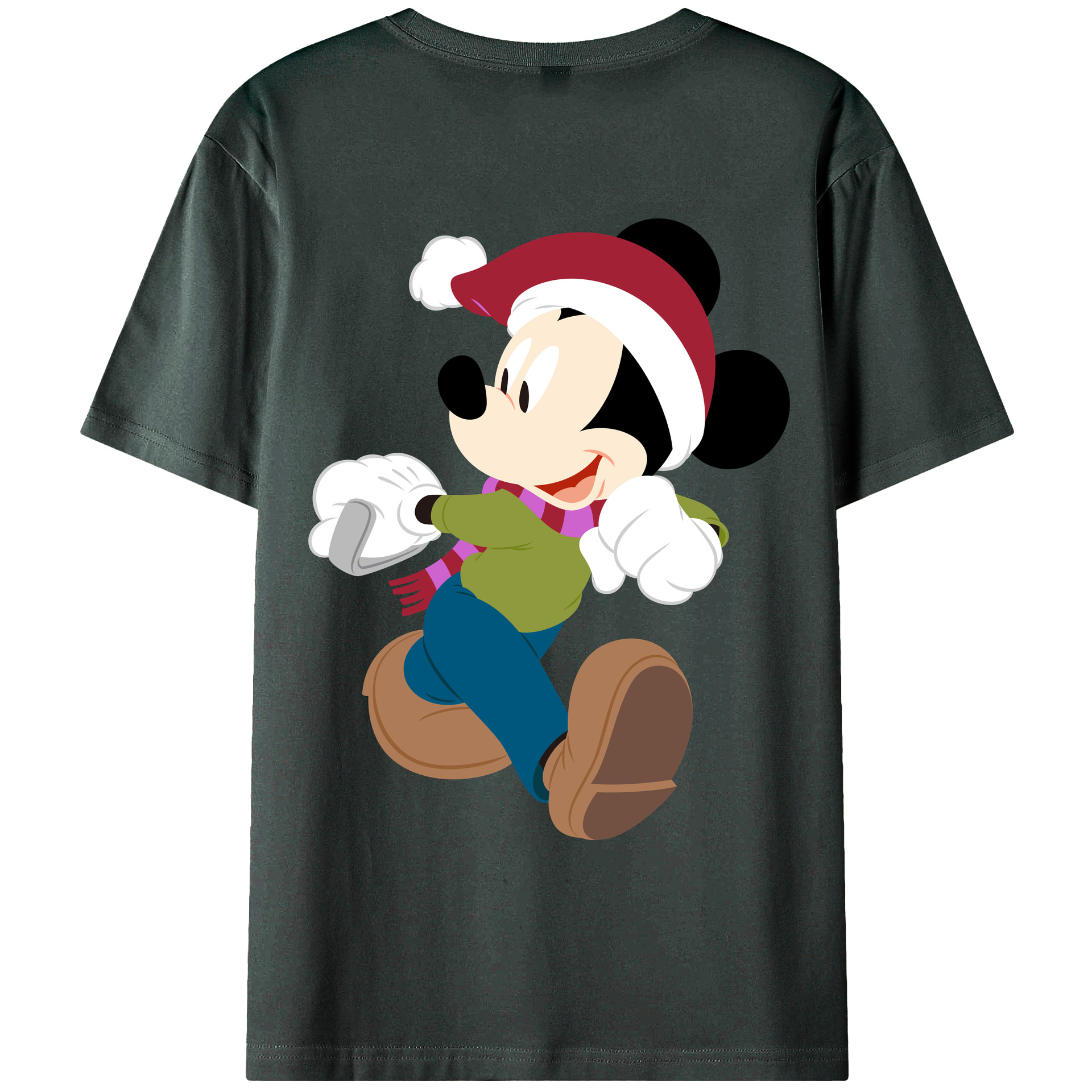 ミッキーマウス Mickey Mouse 綿100％ メンズ半袖Tシャツ（バックプリント） 通気性